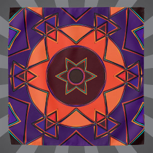 Cartoon Mandala Purple and Orange Bandana