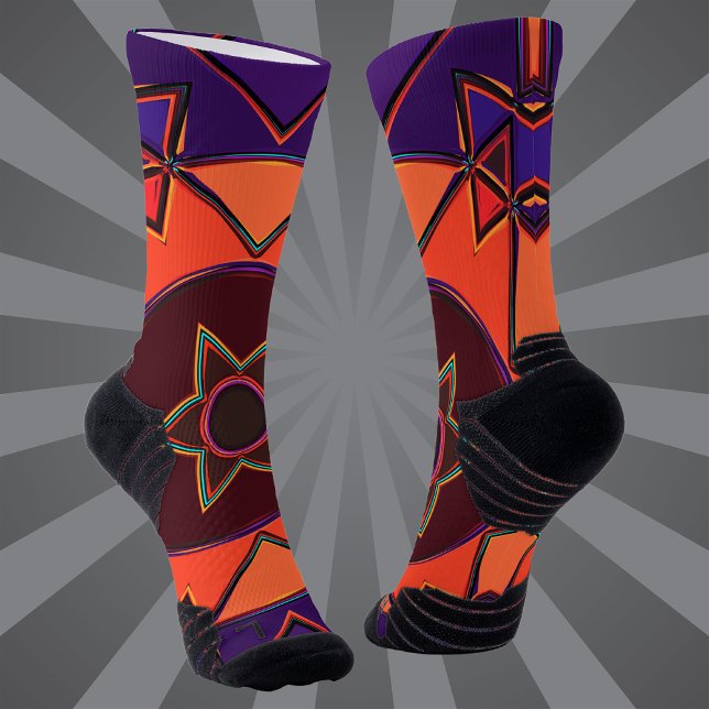 Cartoon Mandala Purple and Orange Socks (Creator Uploaded)