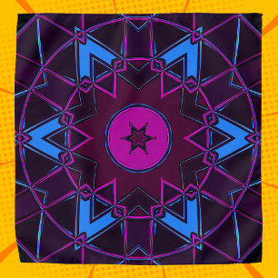 Cartoon Mandala Purple Pink and Blue Bandana
