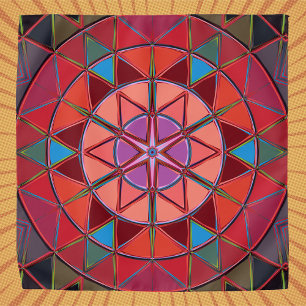 Cartoon Mandala Red Pink and Blue Bandana