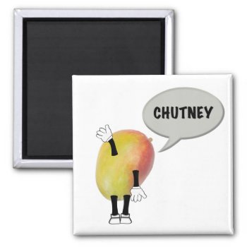 Cartoon Mango Fruit Waving. Saying Chutney Magnet by Funkyworm at Zazzle