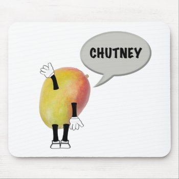 Cartoon Mango Fruit Waving. Saying Chutney Mouse Pad by Funkyworm at Zazzle