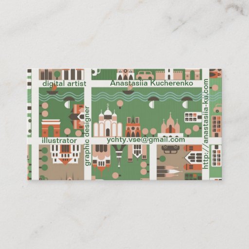 Customizable cartoon map name card business card templates