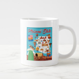 Cartoon Map of Arizona Giant Coffee Mug