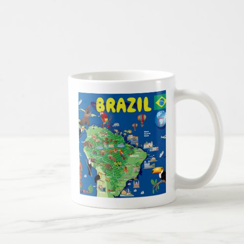 Cartoon Map of Brazil Coffee Mug