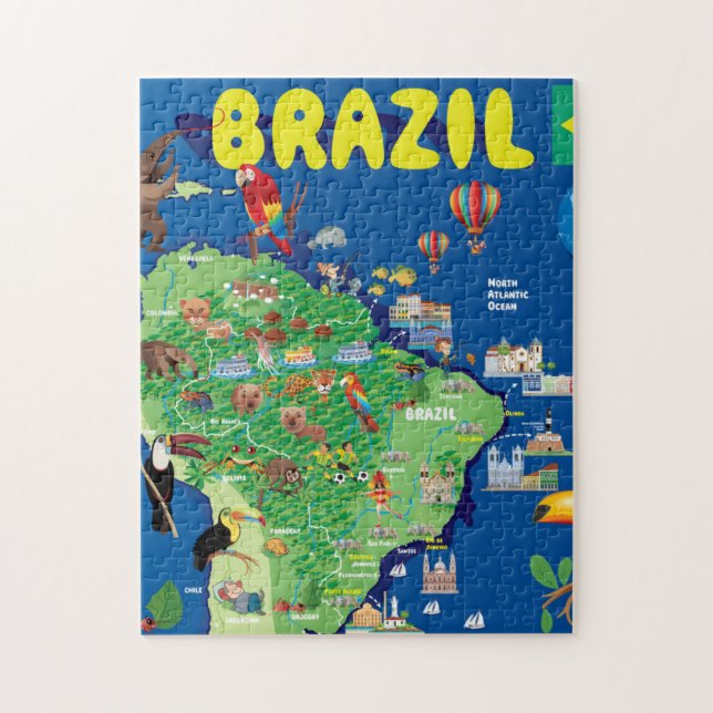 Cartoon Map of Brazil Jigsaw Puzzle (Vertical)