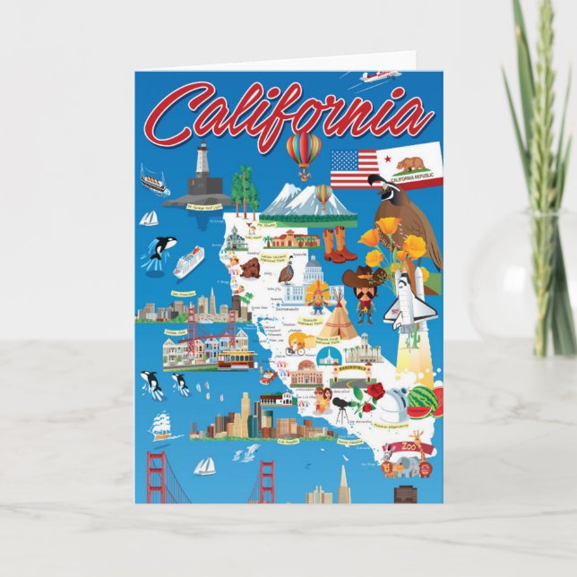 Cartoon Map of California Card (Front)