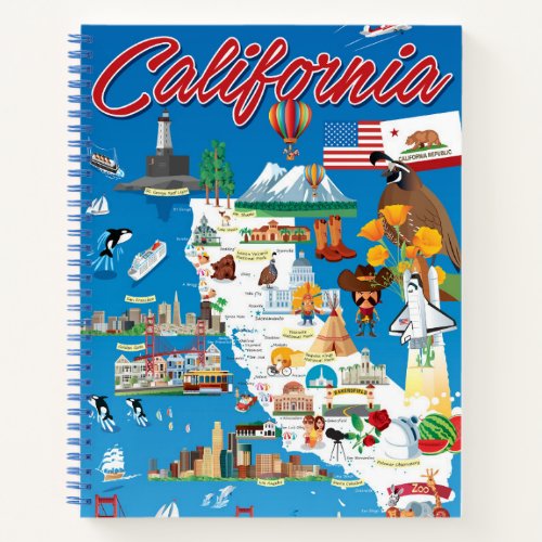 Cartoon Map of California Notebook