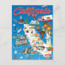 Cartoon Map of California Postcard