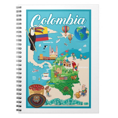 Cartoon Map of Colombia Notebook
