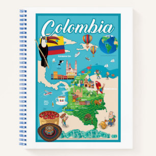 Cartoon Map of Colombia Notebook