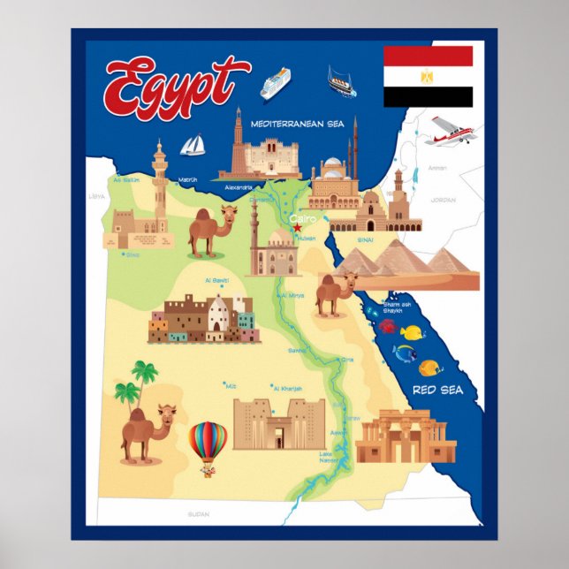 Cartoon Map of Egypt Poster (Front)