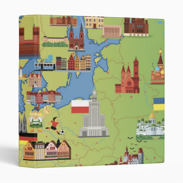Cartoon Map of Europe 3 Ring Binder (Front/Spine)