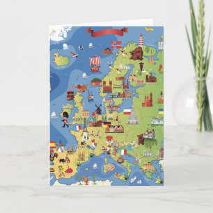 Cartoon Map of Europe Card