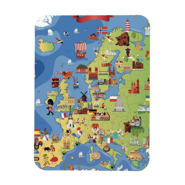 Cartoon Map of Europe Magnet (Vertical)