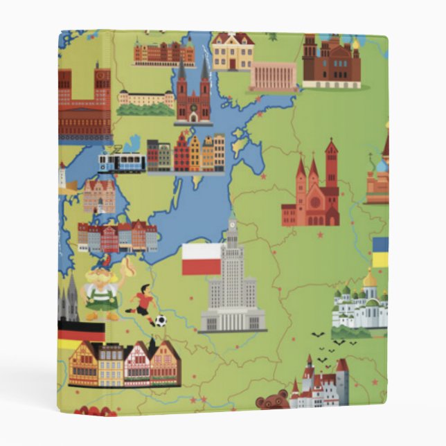 Cartoon Map of Europe Mini Binder (Front/Spine)
