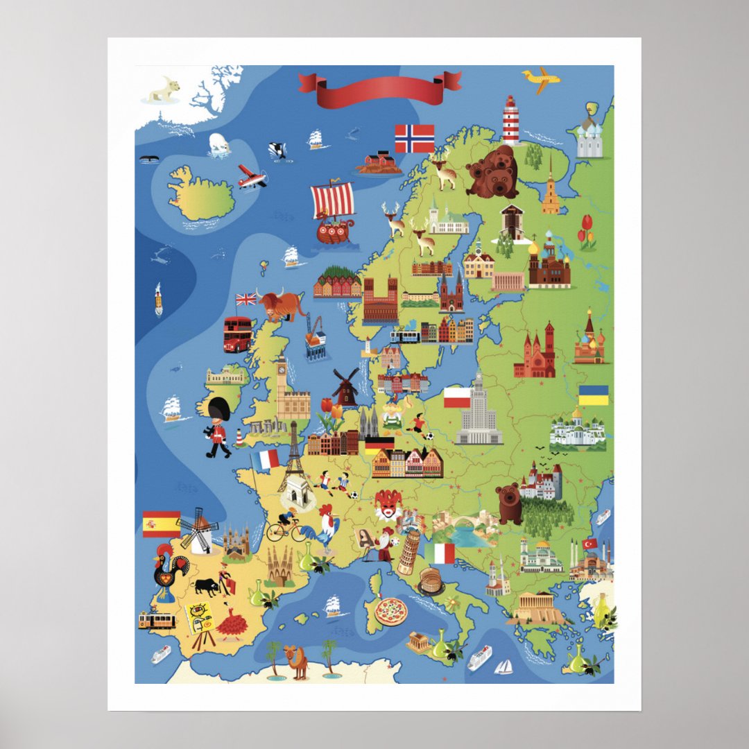 Cartoon Map Of Europe Poster Zazzle Cartoon Map Of Europe Poster R1ab1a9d6c0ed4f9b84389aadd46da6e4 E87 8byvr 1080