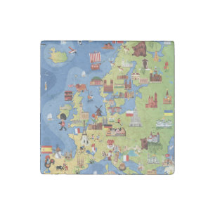 Cartoon Map of Europe Stone Magnet