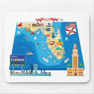 Cartoon Map of Florida Mouse Pad