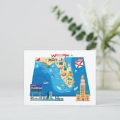 Cartoon Map of Florida Postcard | Zazzle