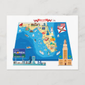 Florida USA Map - Gulf of Mexico Holiday Postcard