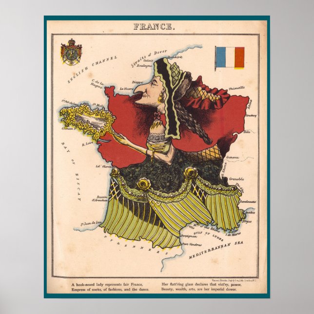 Cartoon Map of France (1868) Poster (Front)