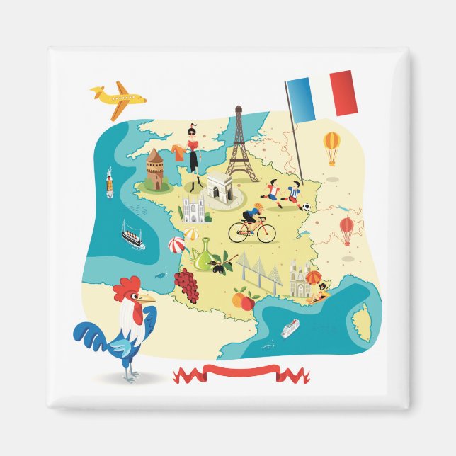 Cartoon Map of France Magnet (Front)
