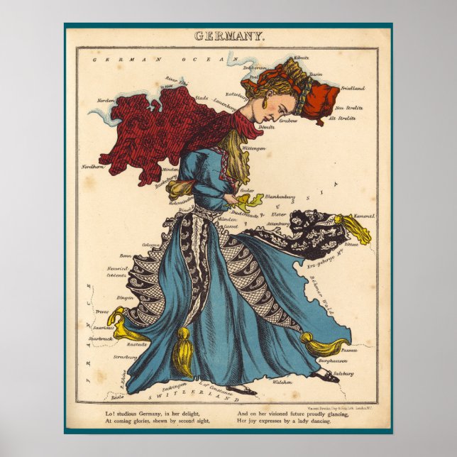 Cartoon Map of Germany (1868) Poster (Front)