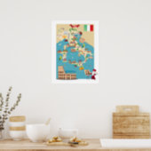 Cartoon Map of Italy Poster | Zazzle