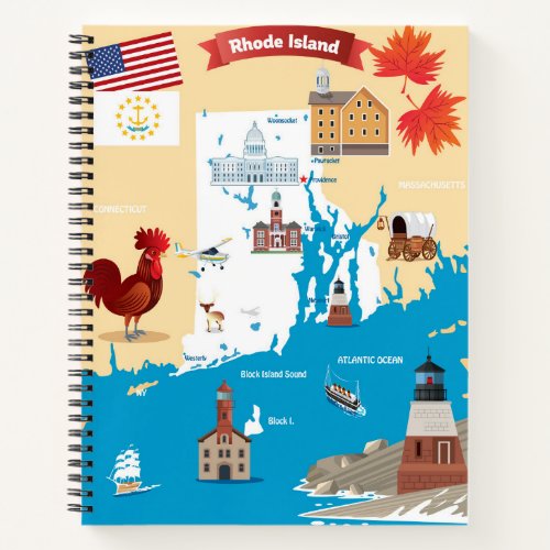 Cartoon Map of Rhode Island Notebook