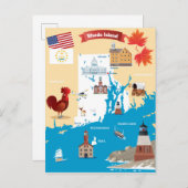 Cartoon Map Of Rhode Island Postcard | Zazzle