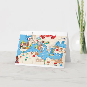 Cartoon Map of The Mediterranean Card