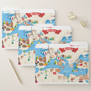 Cartoon Map of The Mediterranean File Folder