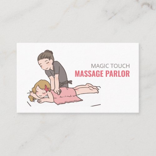 Cartoon Massage Massage Therapist Business Card
