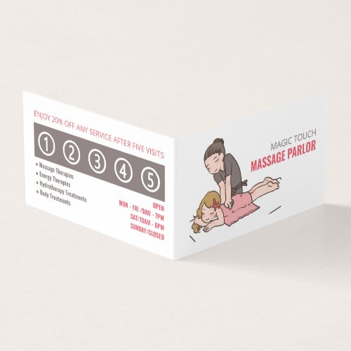 Cartoon Massage Massage Therapist Parlor Loyalty Business Card