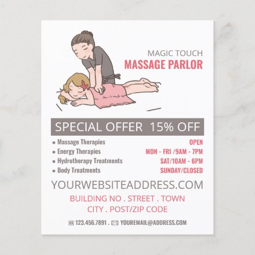 Cartoon Massage Massage Therapy Massage Parlor Flyer