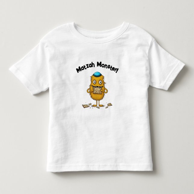 Cartoon Matzah Monster Passover T-Shirt (Front)