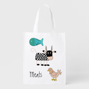 Cartoon Meats Grocery Bag