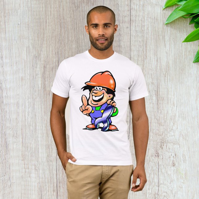 Cartoon Mechanic Construction Worker with Wrench T-Shirt (Creator Uploaded)