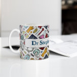 Cartoon medical doctor nurse science pattern coffee mug<br><div class="desc">Cartoon medical doctor nurse science pattern with custom name</div>