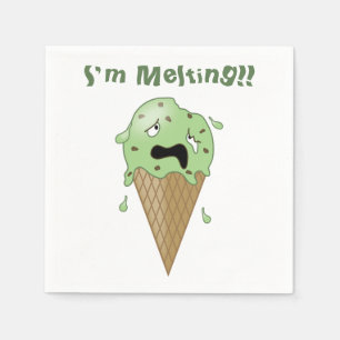 Cartoon Melting Ice Cream Cone (I'm Melting) Napkins