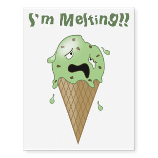 Cartoon Melting Ice Cream Cone (I'm Melting) Temporary Tattoos