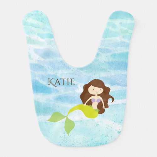 Cartoon Mermaid Personalized Baby Bib