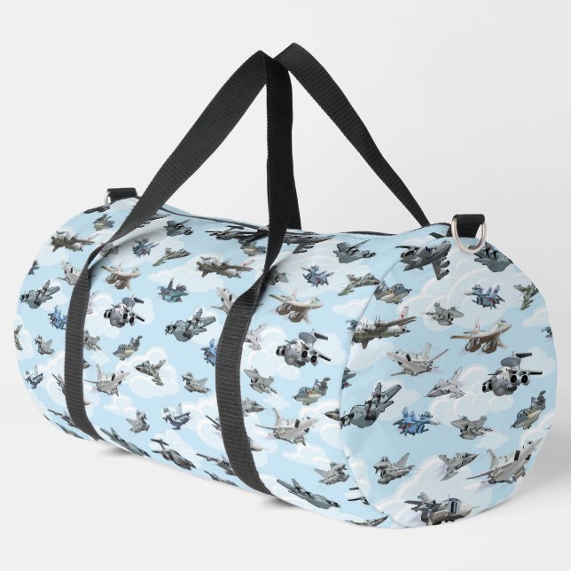Cartoon military airplanes duffle bag (Left Corner)