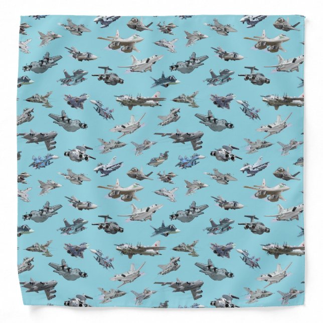 Cartoon military airplanes seamless pattern bandana (Front)