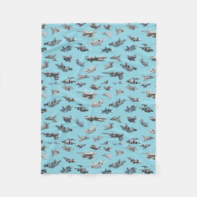 Cartoon military airplanes seamless pattern fleece blanket (Front)