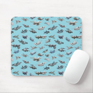 Cartoon military airplanes seamless pattern mouse pad