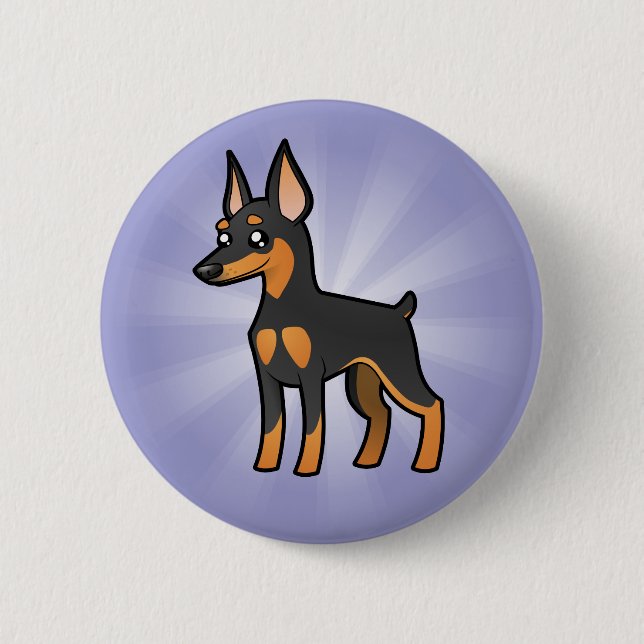 Cartoon Miniature Pinscher / Manchester Terrier Button (Front)