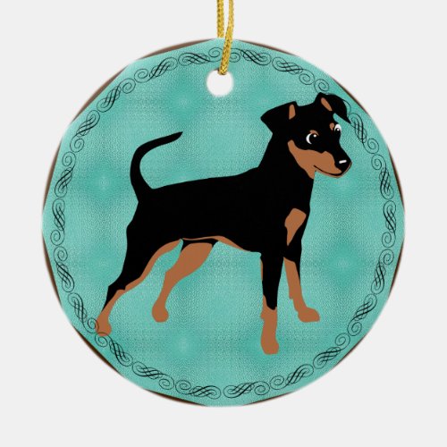 Cartoon Miniature Pinscher Natural Ceramic Ornament