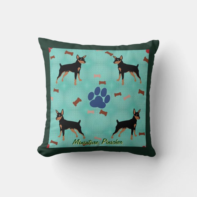 Cartoon Miniature Pinscher Throw Pillow (Front)
